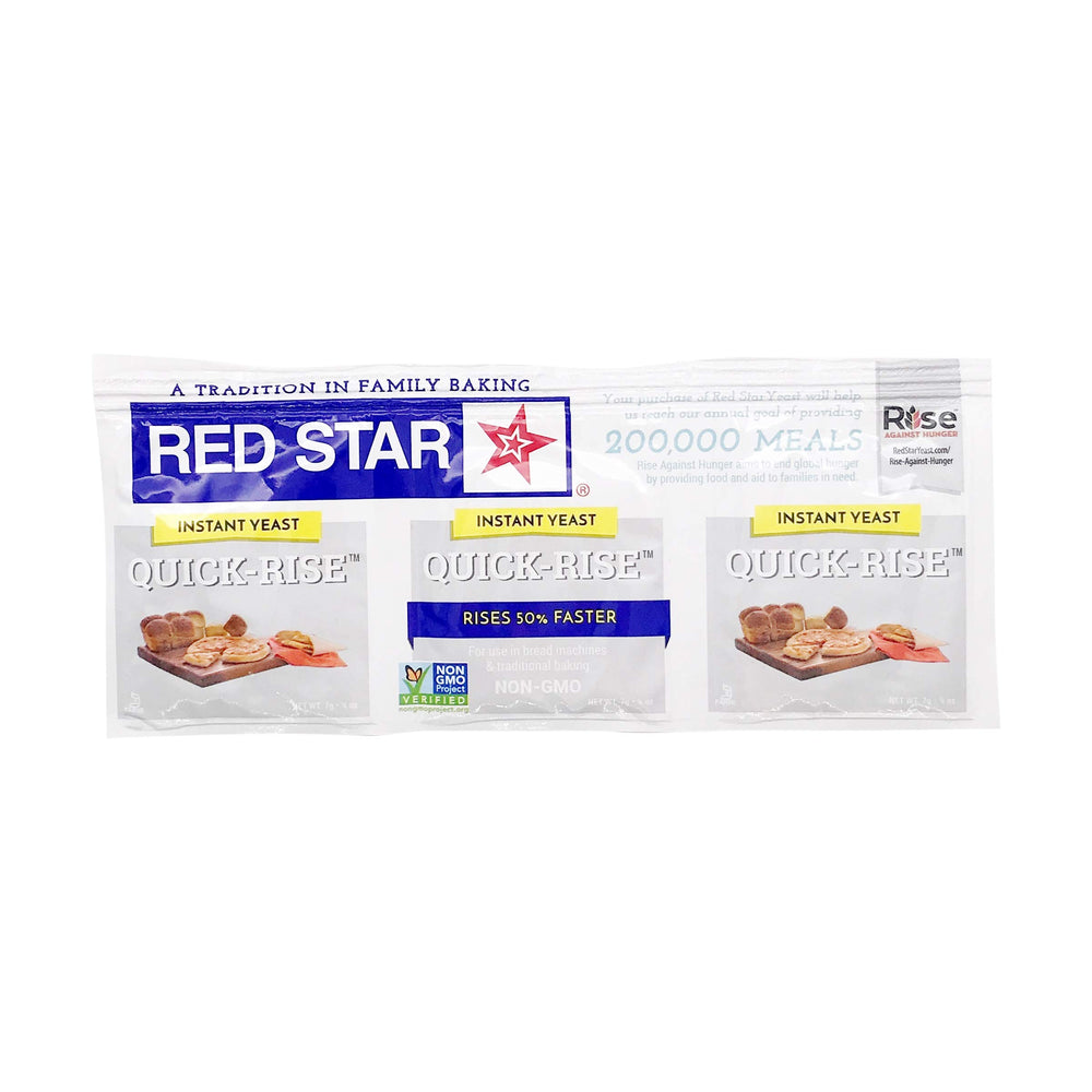 Red Star Instant Quick Rise Dry Yeast 3ct pack, ready for fast bread making.