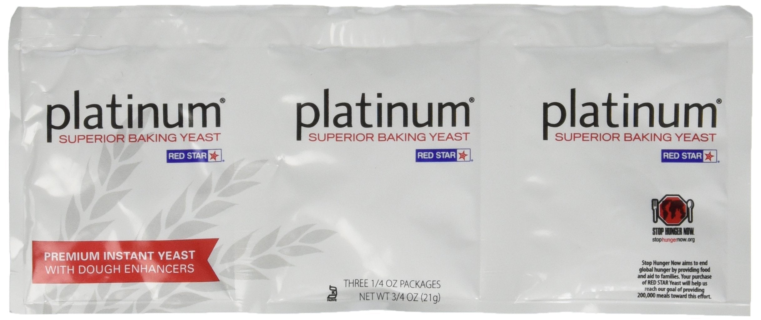 Red Star Platinum baking yeast, pack-3ct, delivers reliable leavening for homemade bread.