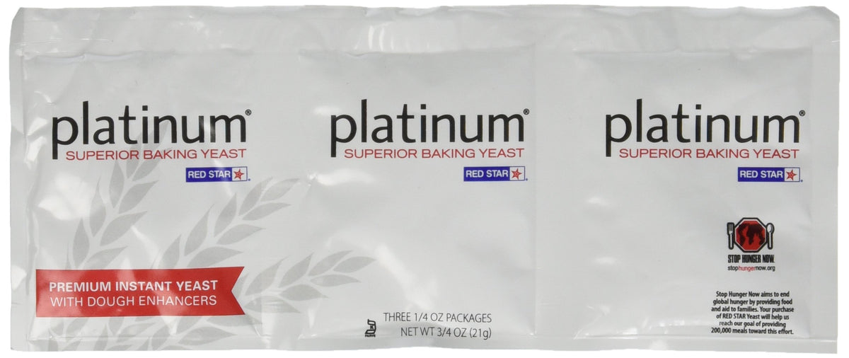 Red Star Platinum baking yeast, pack-3ct, delivers reliable leavening for homemade bread.