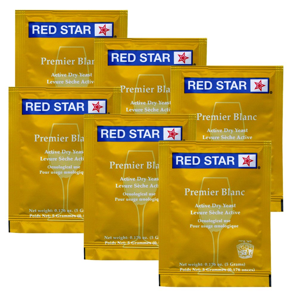 Red Star Premier Blanc six-pack yeast packs for high-quality champagne fermentation.