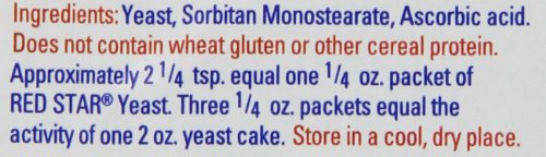 Red Star Quick Rise Yeast dry granules indicating long shelf life and easy use.