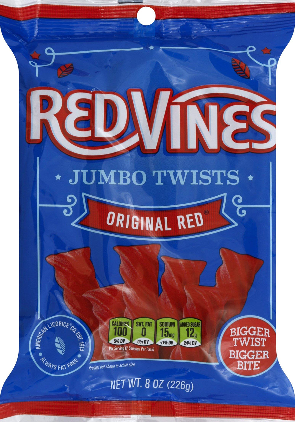 Red Vines Jumbo Licorice Original Red 8oz bag shown