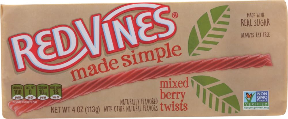 Red Vines Made Simple Berry Twists 2-pack outer view for easy sharing.