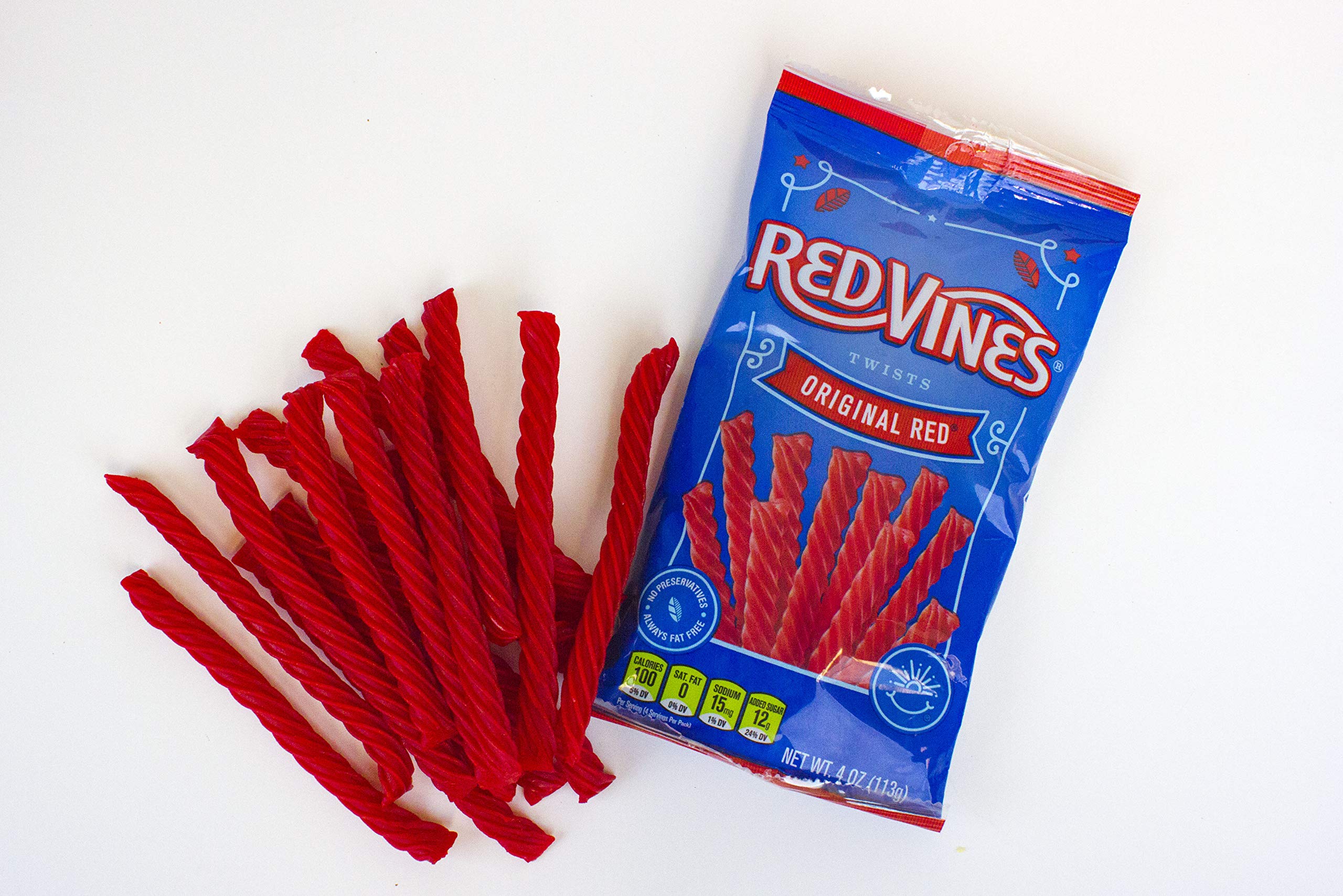 Red Vines Original Red licorice twists on-the-go in a resealable bag.