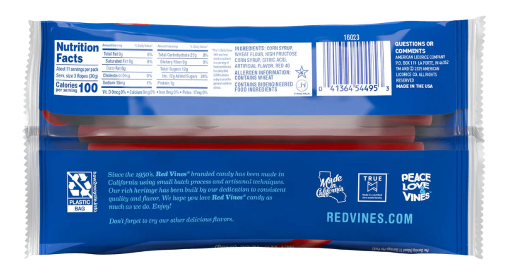 Red Vines Red Ropes two 14-ounce bags on display for easy snacking