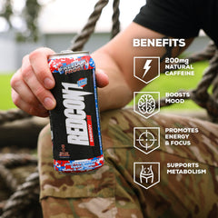 REDCON1 Energy Freedom Frost label closeup showing Alpha GPC and B vitamins.