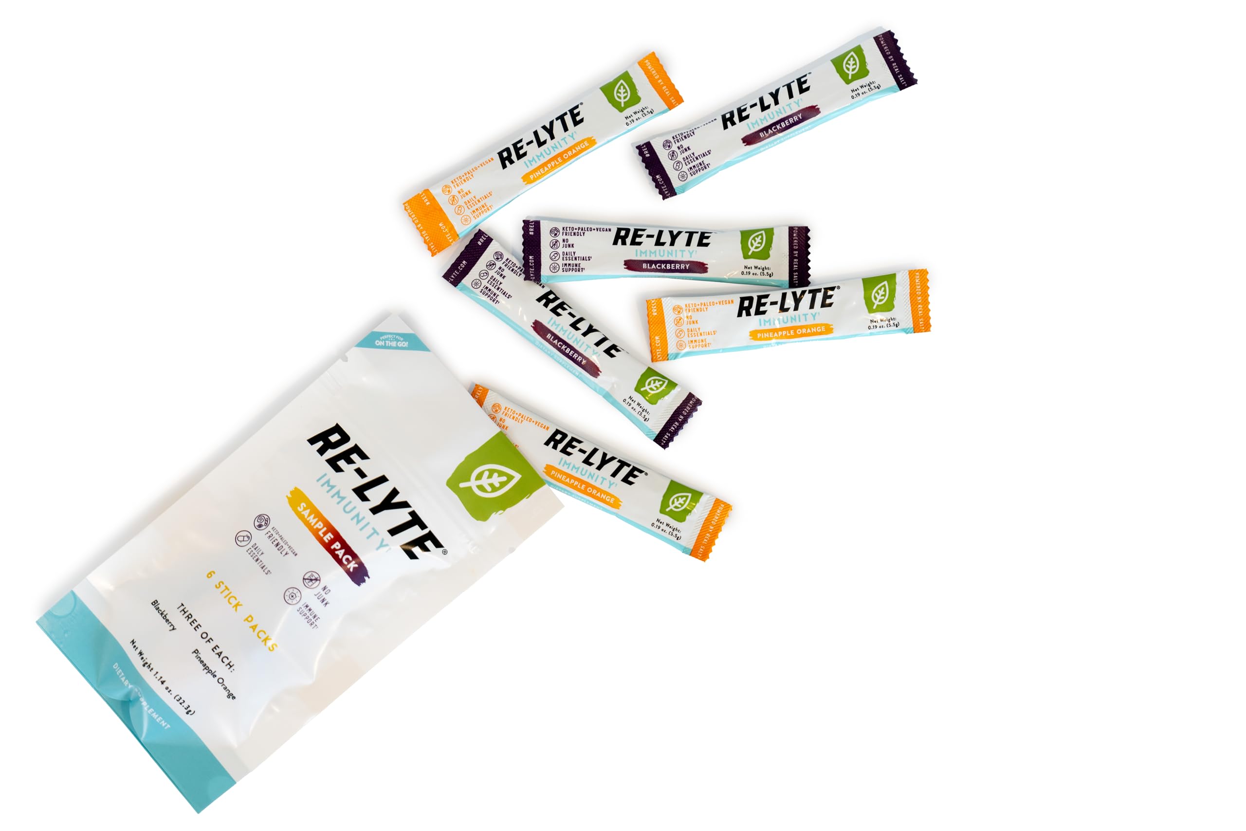 REDMOND Immunity sticks pineapple-orange front label for on-the-go vitamin boost.