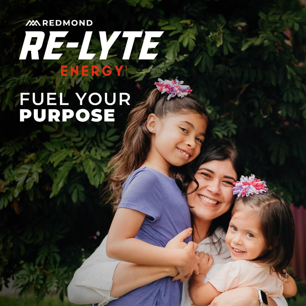 Redmond Re-Lyte Energy mix dissolving in water for a refreshing hydration boost.