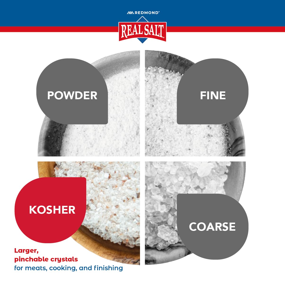 Redmond Real Salt Kosher shown in kitchen use for cooking.