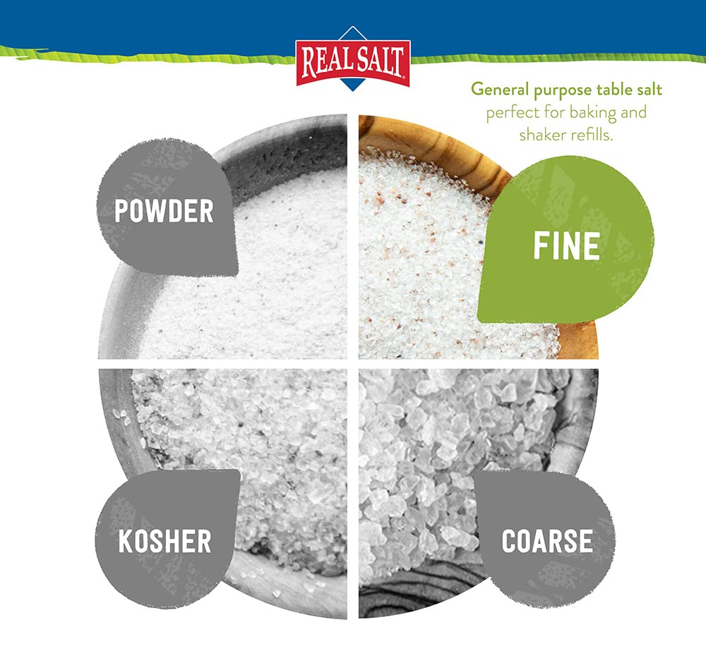 Redmond Real Salt label front packaging emphasizes unrefined mineral content and heritage