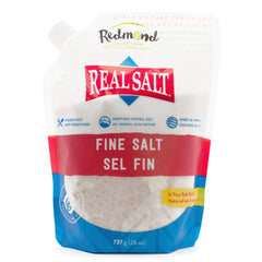 Redmond Real Salt pouch 26 oz front view with natural mineral crystals
