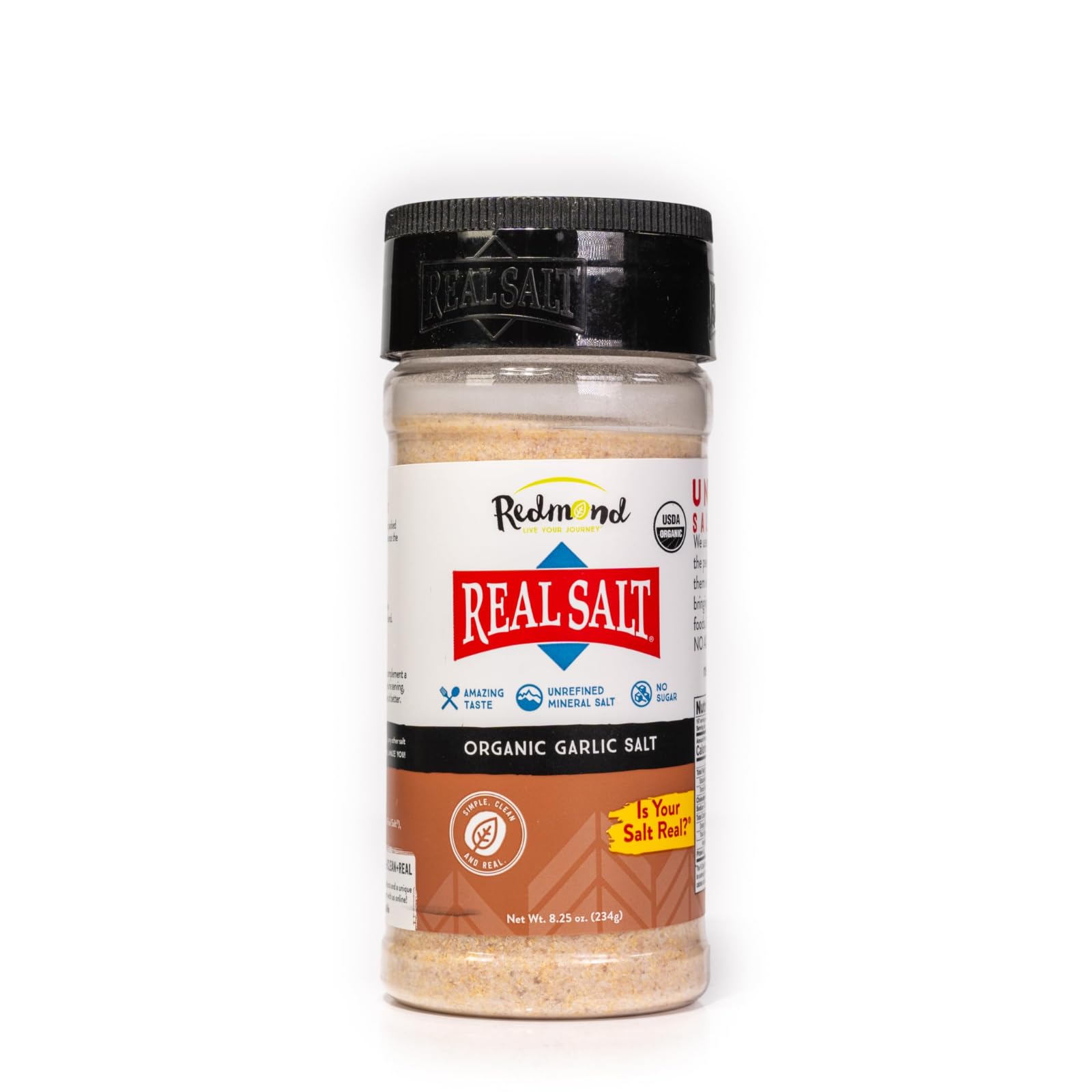 Redmond Real Salt Garlic Salt bottle ready to season meals with balanced minerals