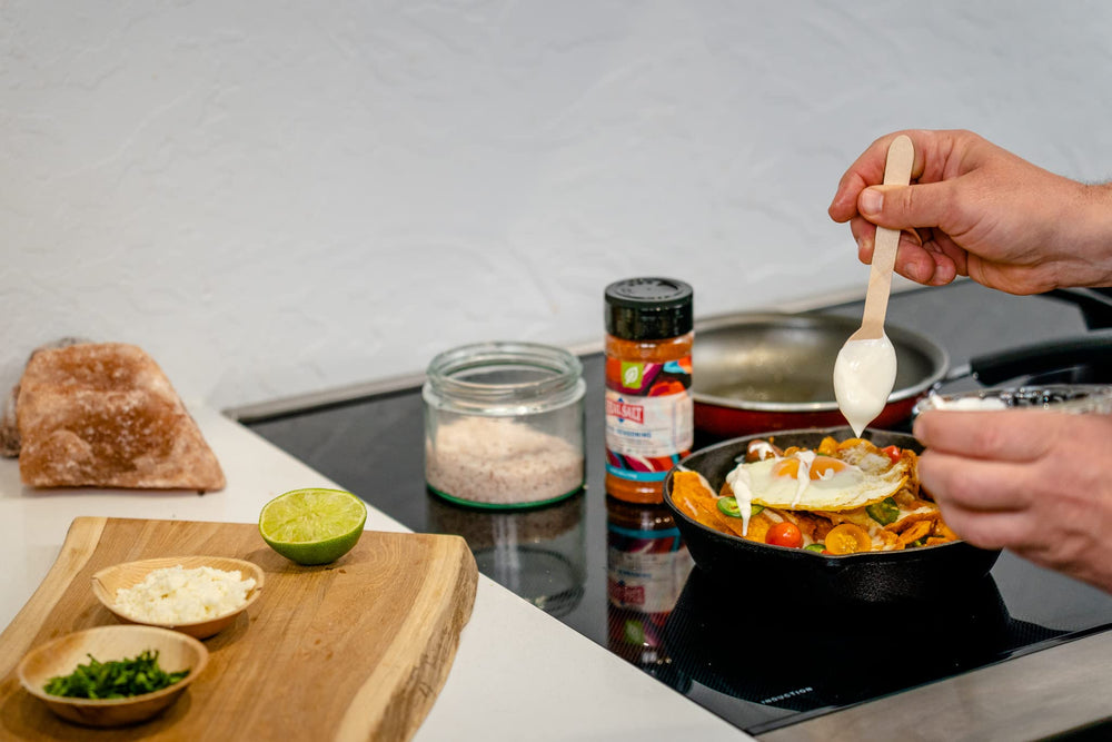 Redmond Real Salt Taco Seasoning mixed into dips for savory entertaining.