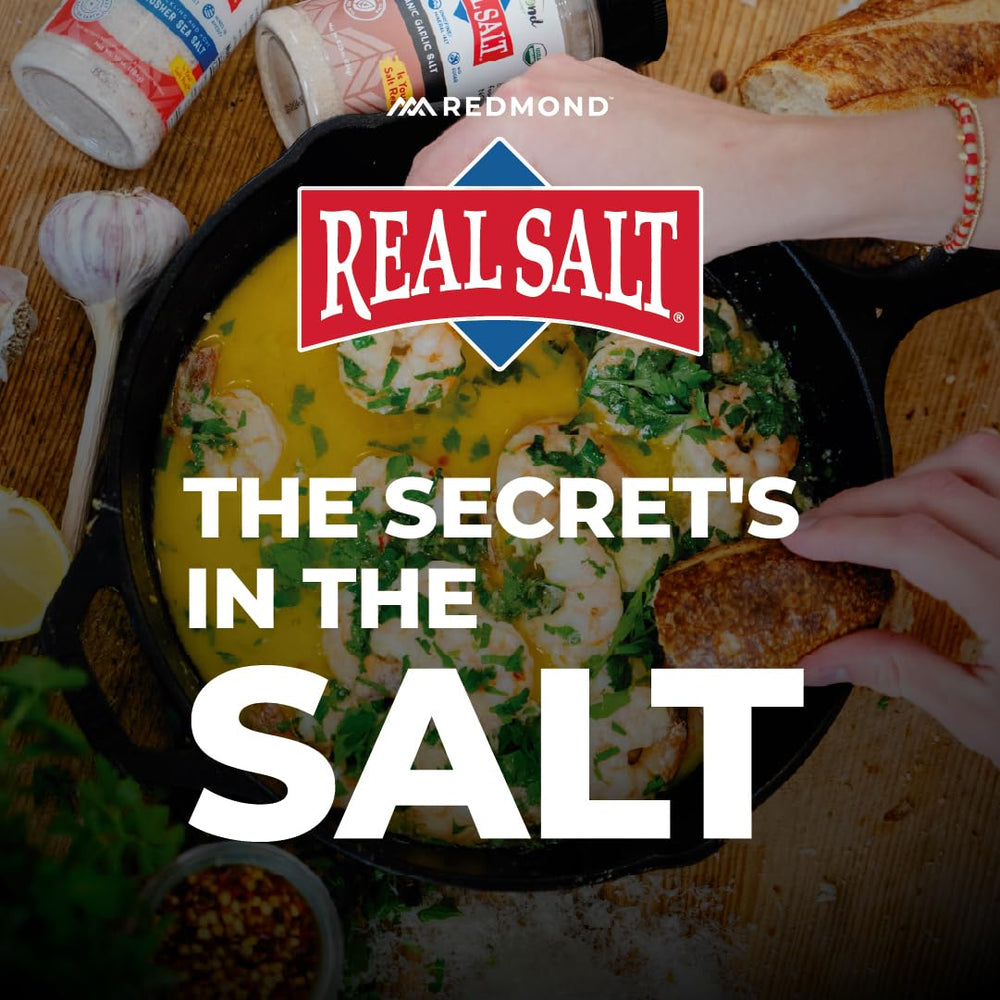 Redmond Real Sea Salt in a cooking setup ready for finishing dishes.