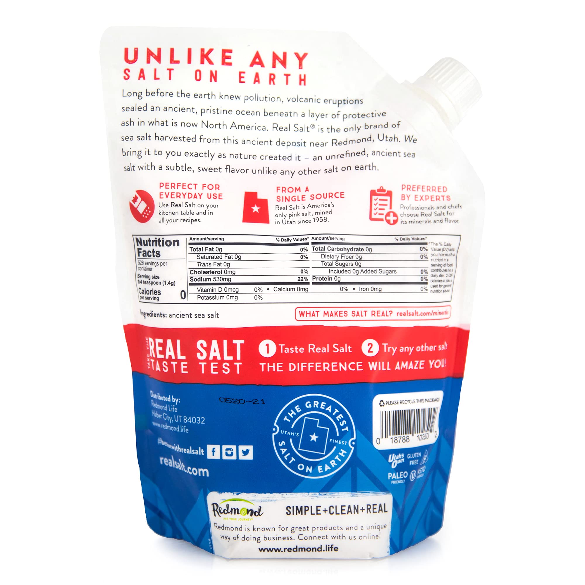 Redmond Real Sea Salt fine grain for precise sprinkling and seasoning