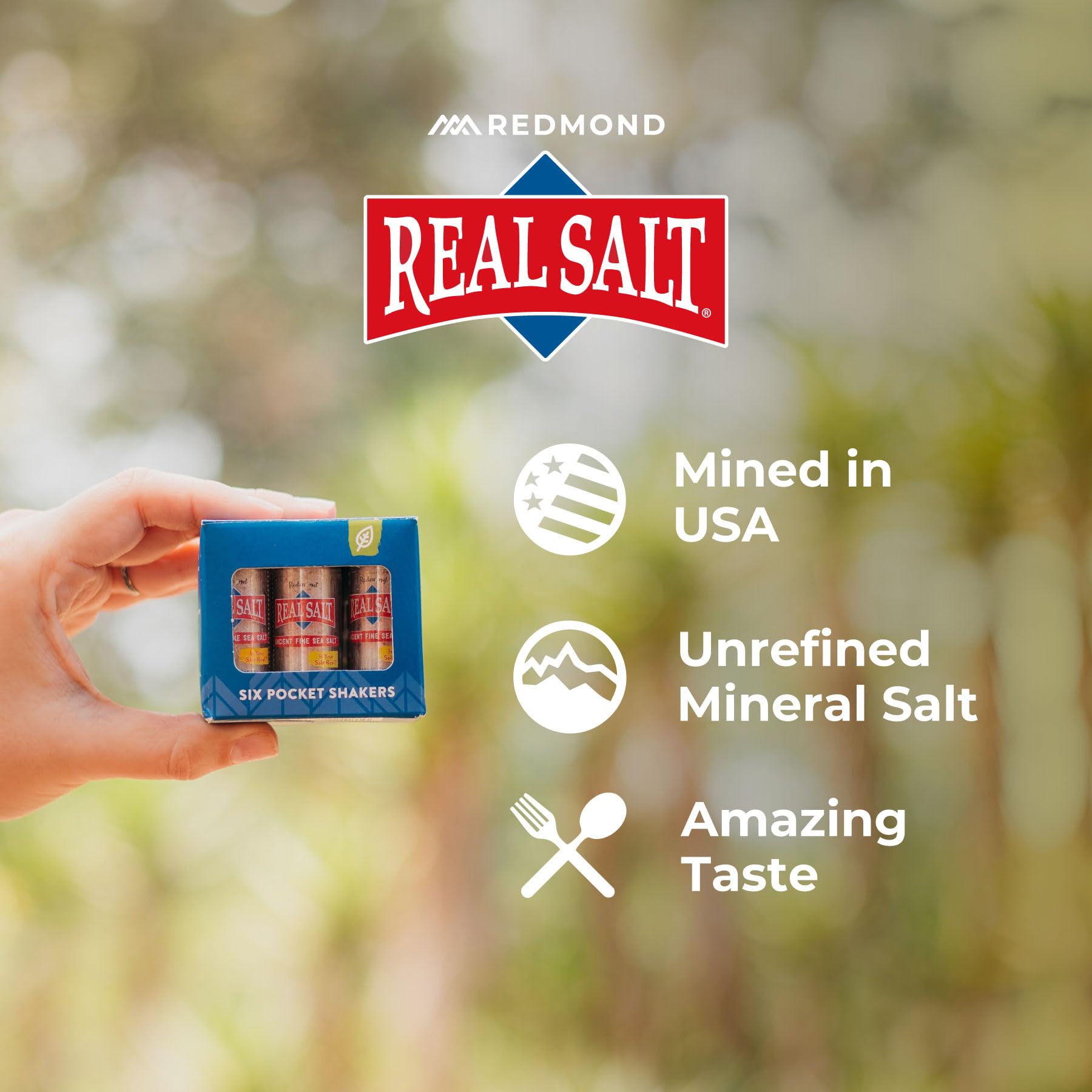 Redmond Real Sea Salt minerals detail emphasizes natural composition.