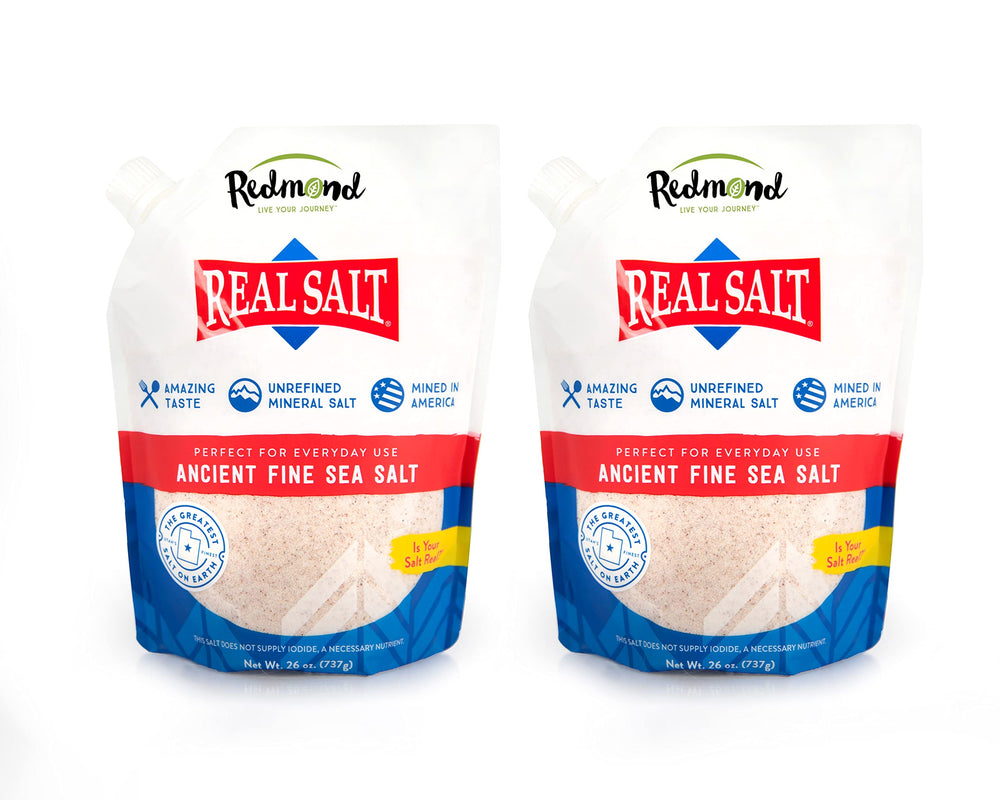 Redmond Real Sea Salt pouch close-up for versatile everyday seasoning.