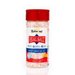 Redmond Real Salt shaker 10 oz on kitchen counter for everyday seasoning