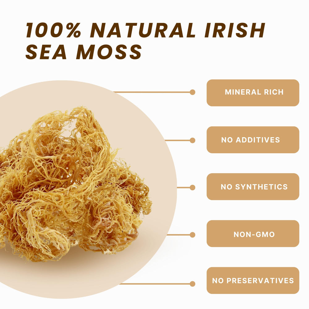 Red's Kitchen Sink sun-dried whole-leaf sea moss ideal for smoothies.