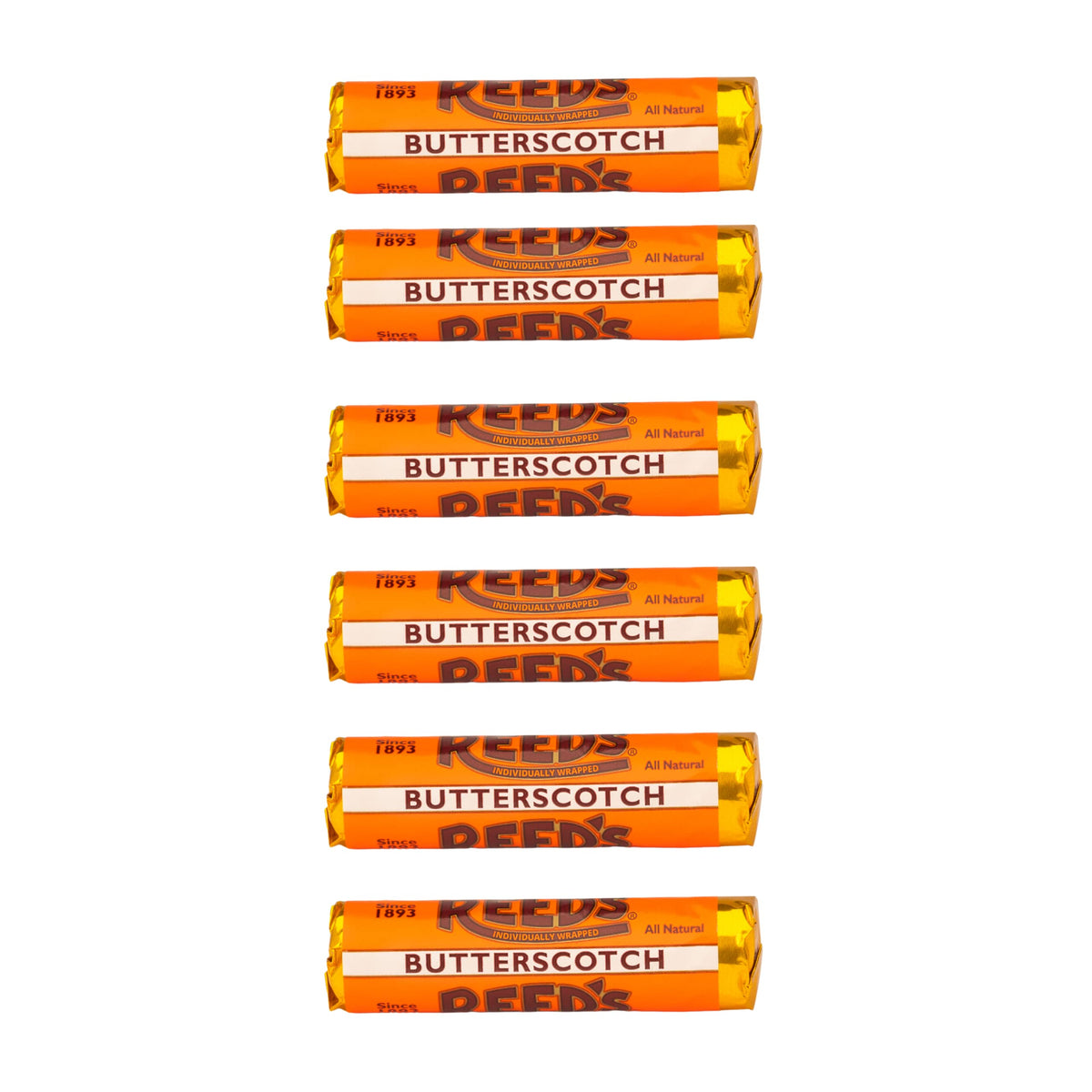 Reed’s butterscotch rolls pack six for convenient sharing at home or office.