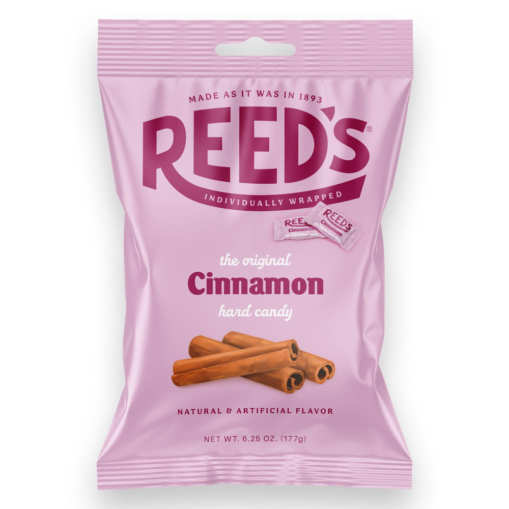 Reed's Cinnamon Candy bag front view highlights classic flavor