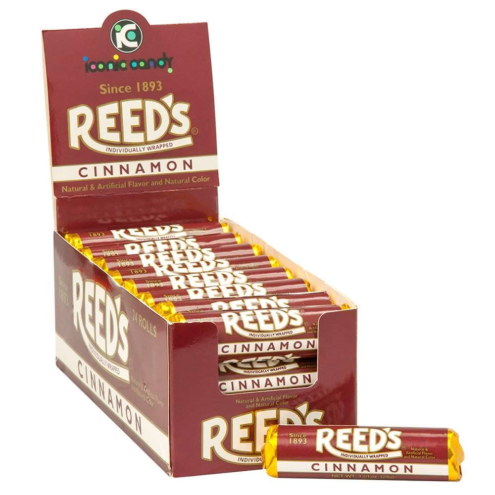 Reed’s Cinnamon Candy Rolls 24-count box ready for sharing.