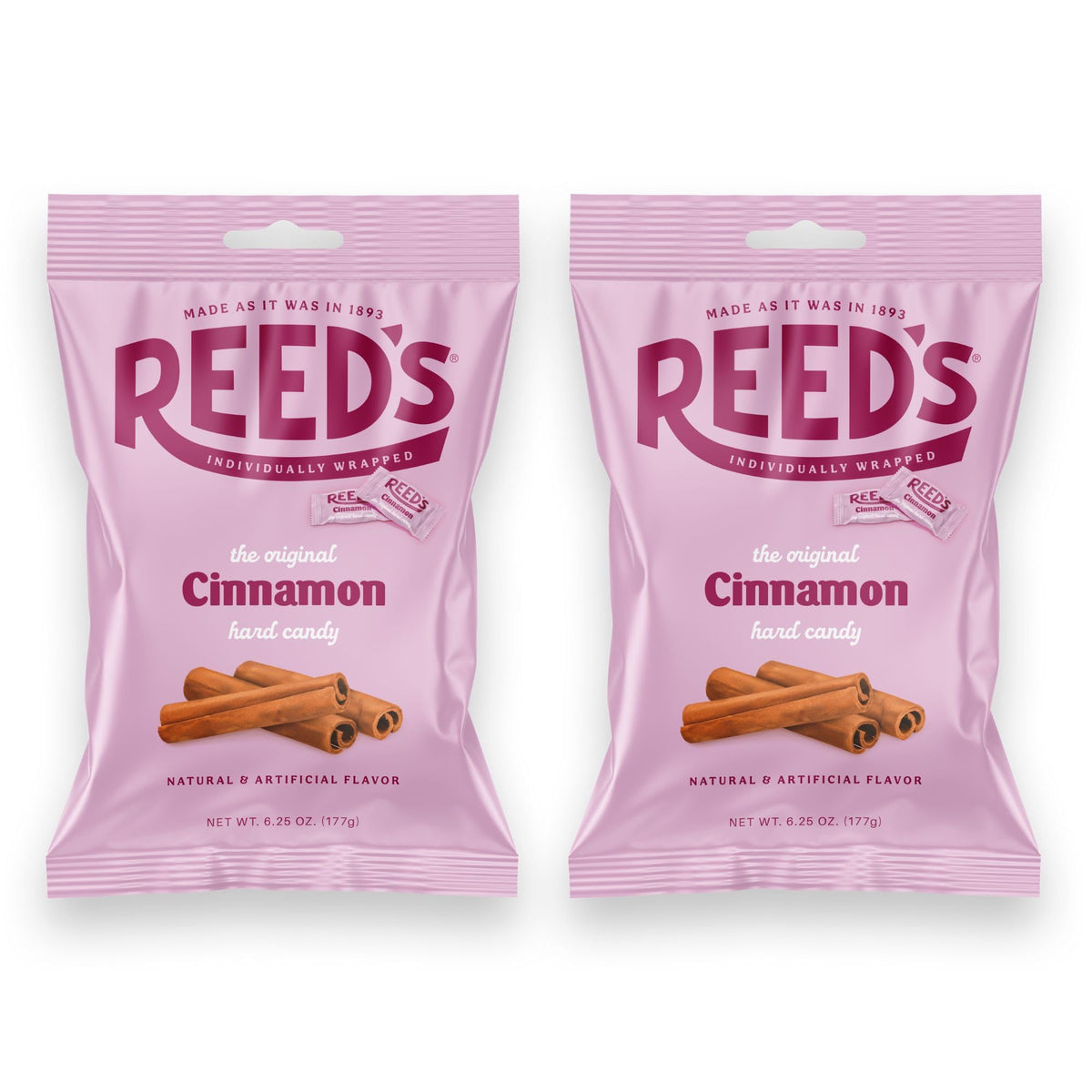 Reed’s Cinnamon Candy two-bag unit ready for sharing and gifting.