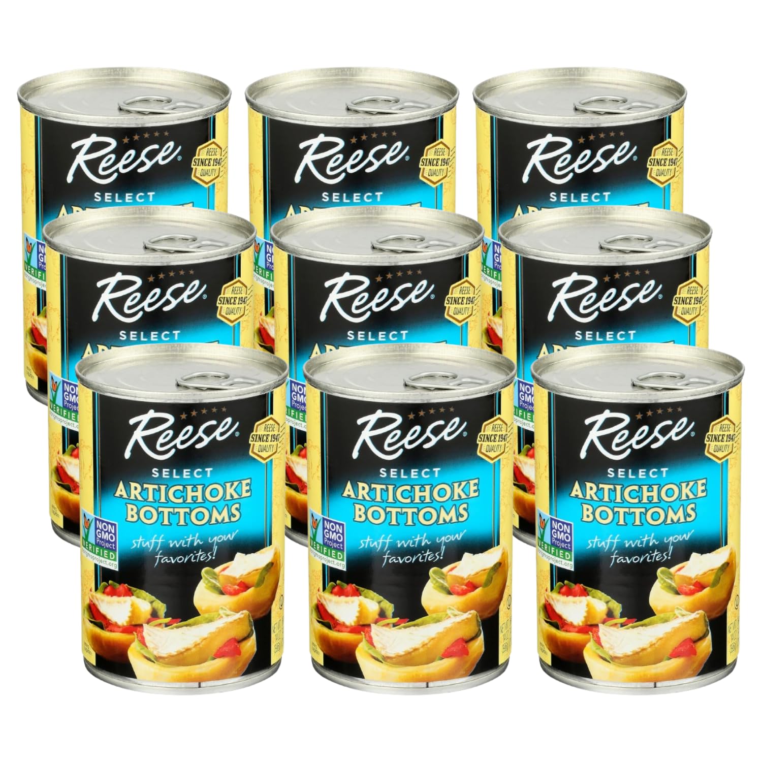 Reese Artichoke Bottoms pack of 12 jars ideal for stuffing.