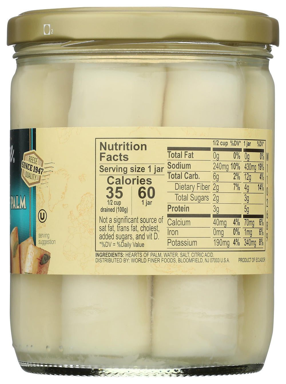 Reese Hearts of Palm resealable packaging preserves freshness