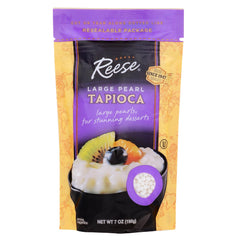 Reese Large Pearl Tapioca packaging close-up shows premium cassava pearls for desserts.