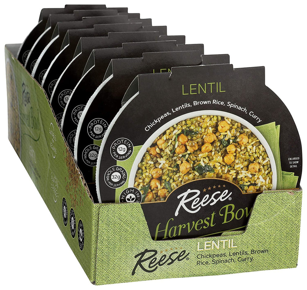 Easy-open container of Reese Lentil Harvest Bowl for busy days.