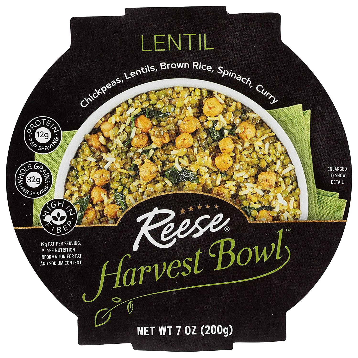 Reese Lentil Harvest Bowl ingredients close-up showing chickpeas, lentils, and brown rice for a hearty plant-based meal.