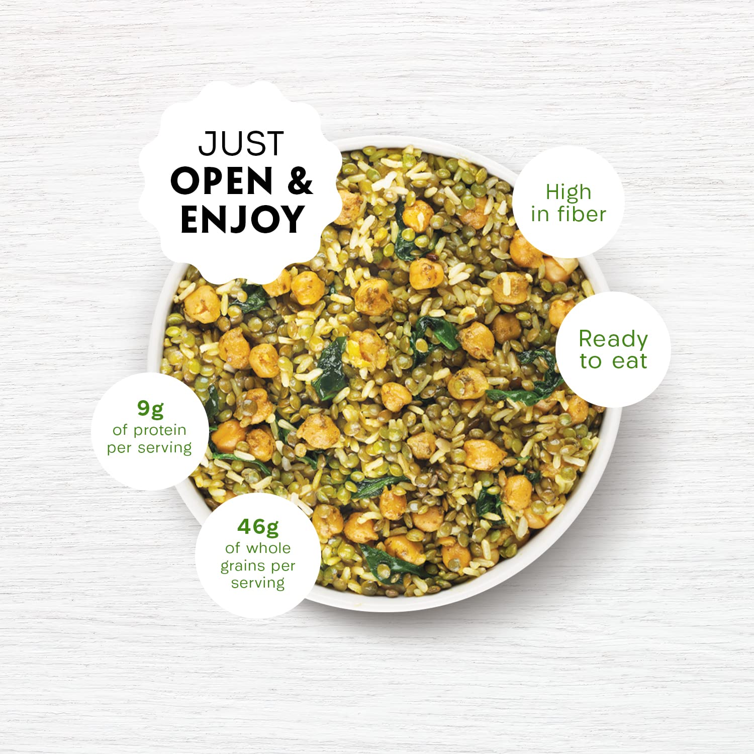 Serving-ready Reese Lentil Harvest Bowl in a microwave-safe container for quick meals.