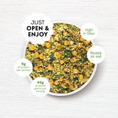 Serving-ready Reese Lentil Harvest Bowl in a microwave-safe container for quick meals.