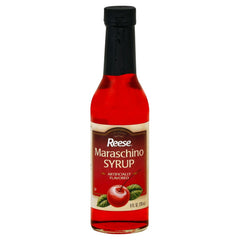 Reese Maraschino Syrup 8oz bottle — smooth pour for desserts and cocktails.
