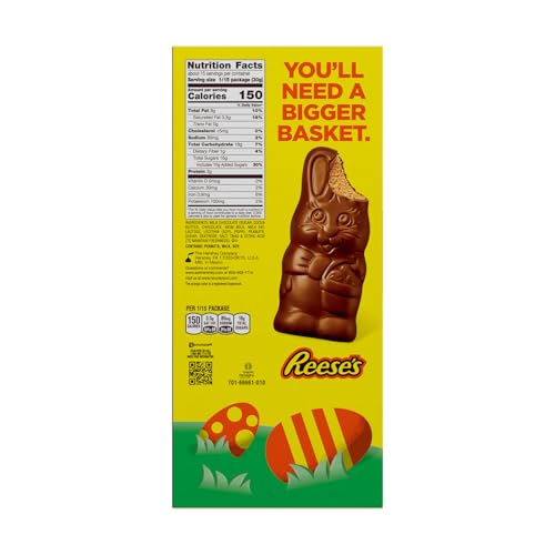 Reese's Bunny with peanut butter center showcases creamy flavor for spring baskets.
