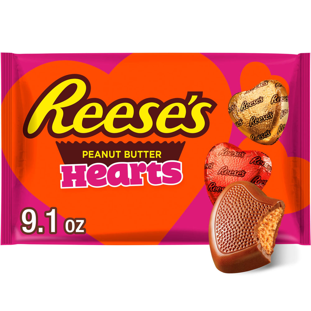 Reese's Chocolate Peanut Butter Creme Hearts bag, gift-ready Valentine treat for sharing.