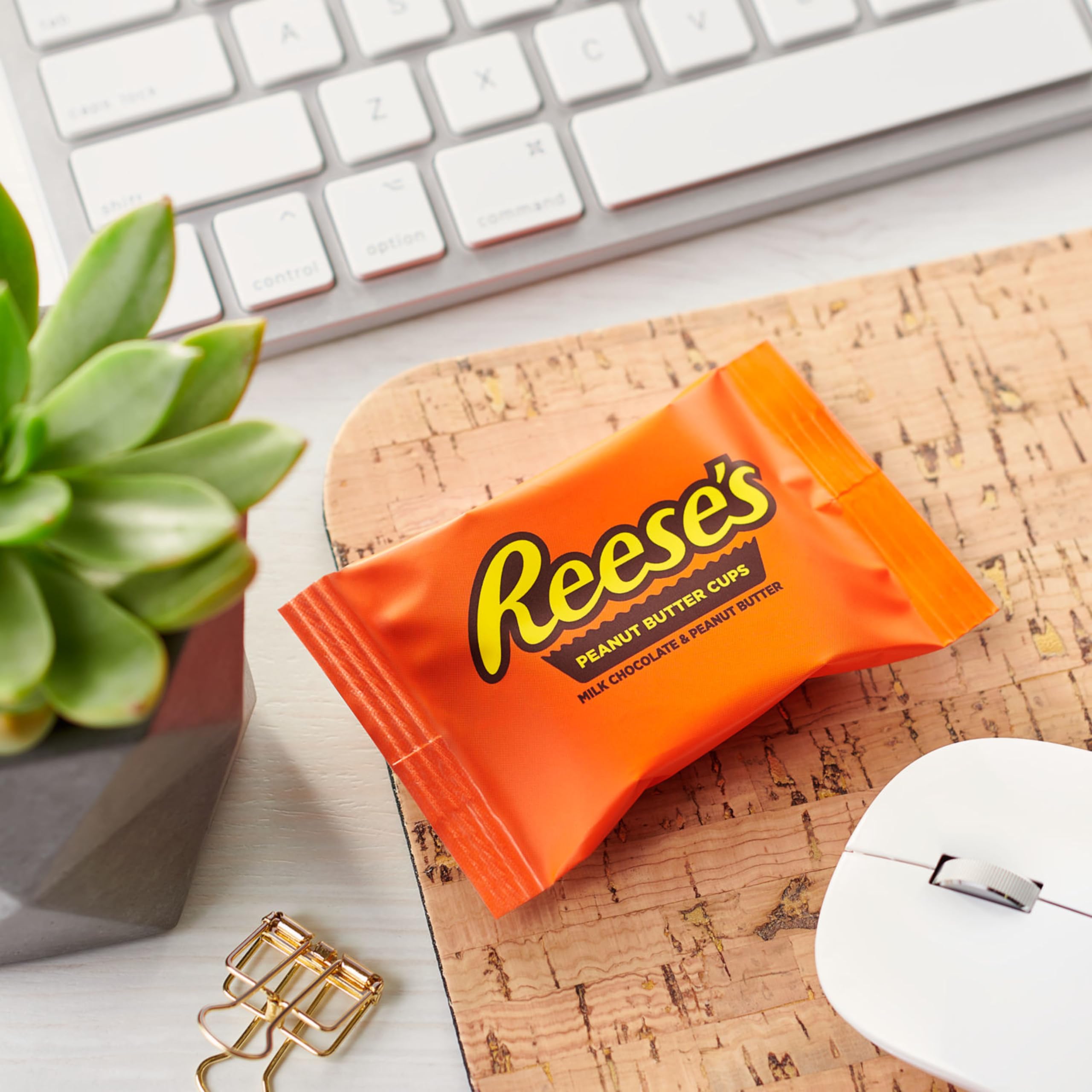 Road trip snack with REESE'S cups in a handy jumbo bag