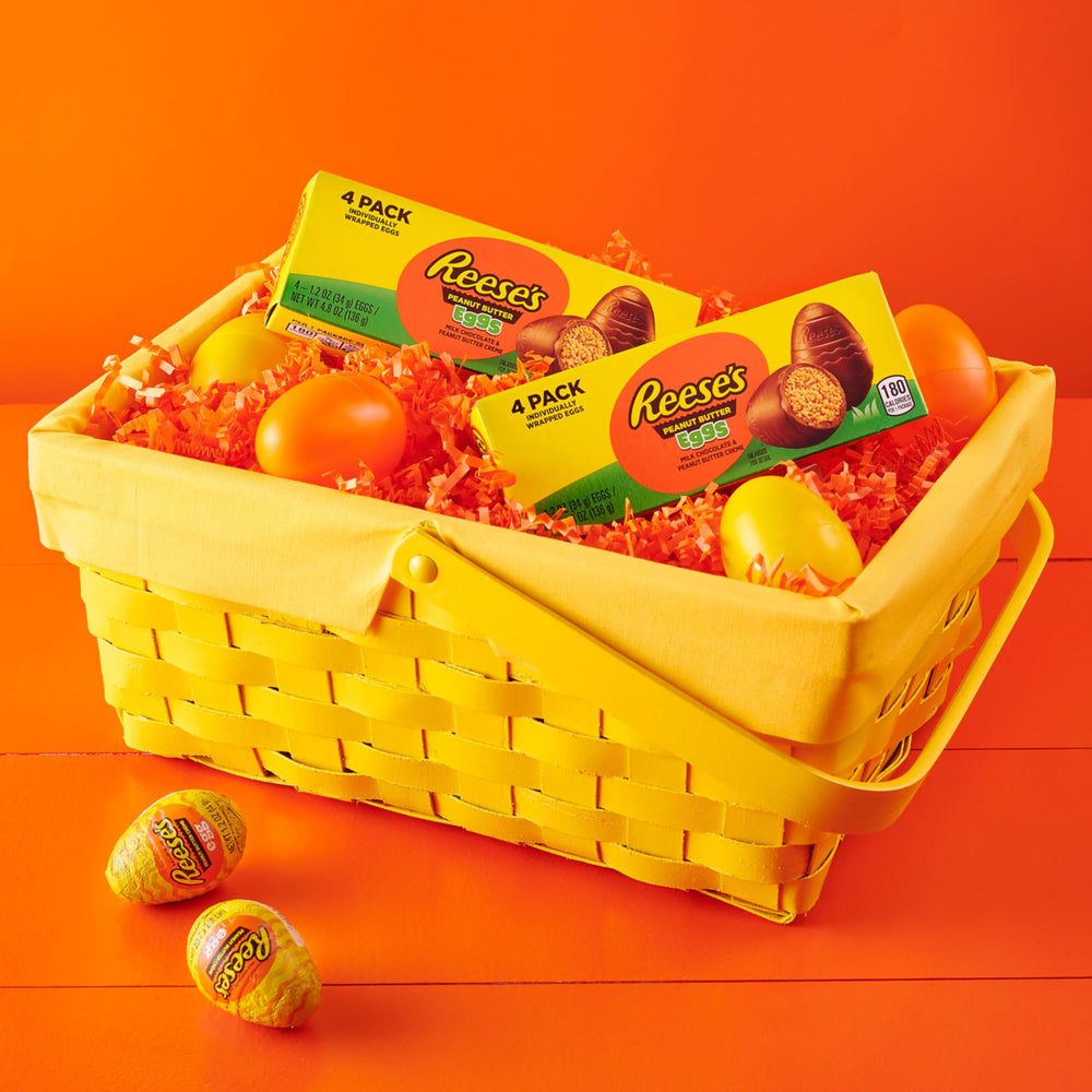 Reese's eggs arranged for an eye-catching Easter display.