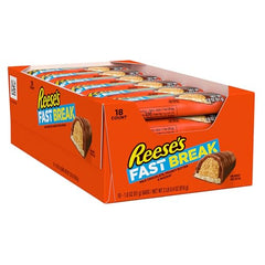 Reese's Fast Break chocolate-coated bar with peanut butter nougat flavor.