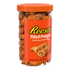 Reese's filled pretzels in a jar, convenient snack option.