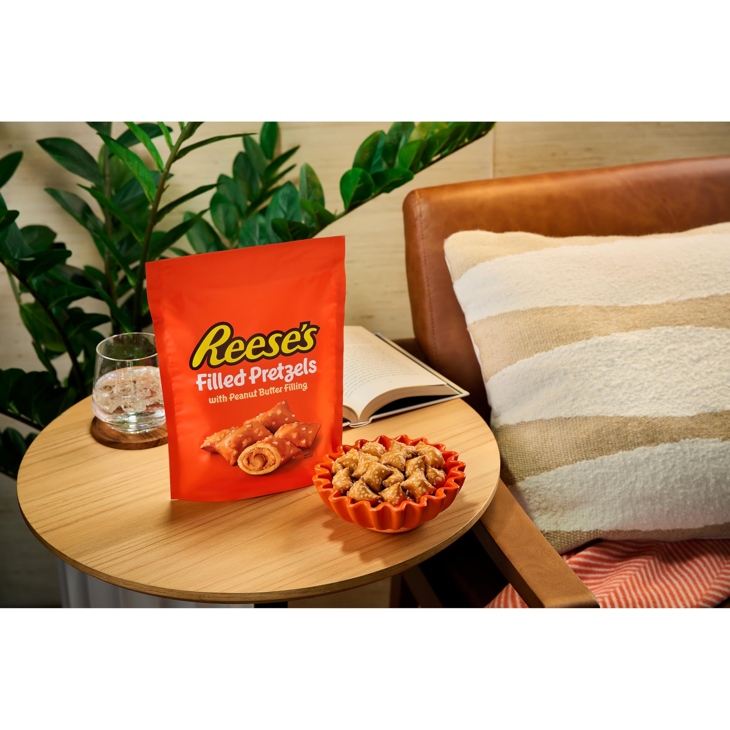 Reese's Filled Pretzels pair well with coffee for a mid-day treat.