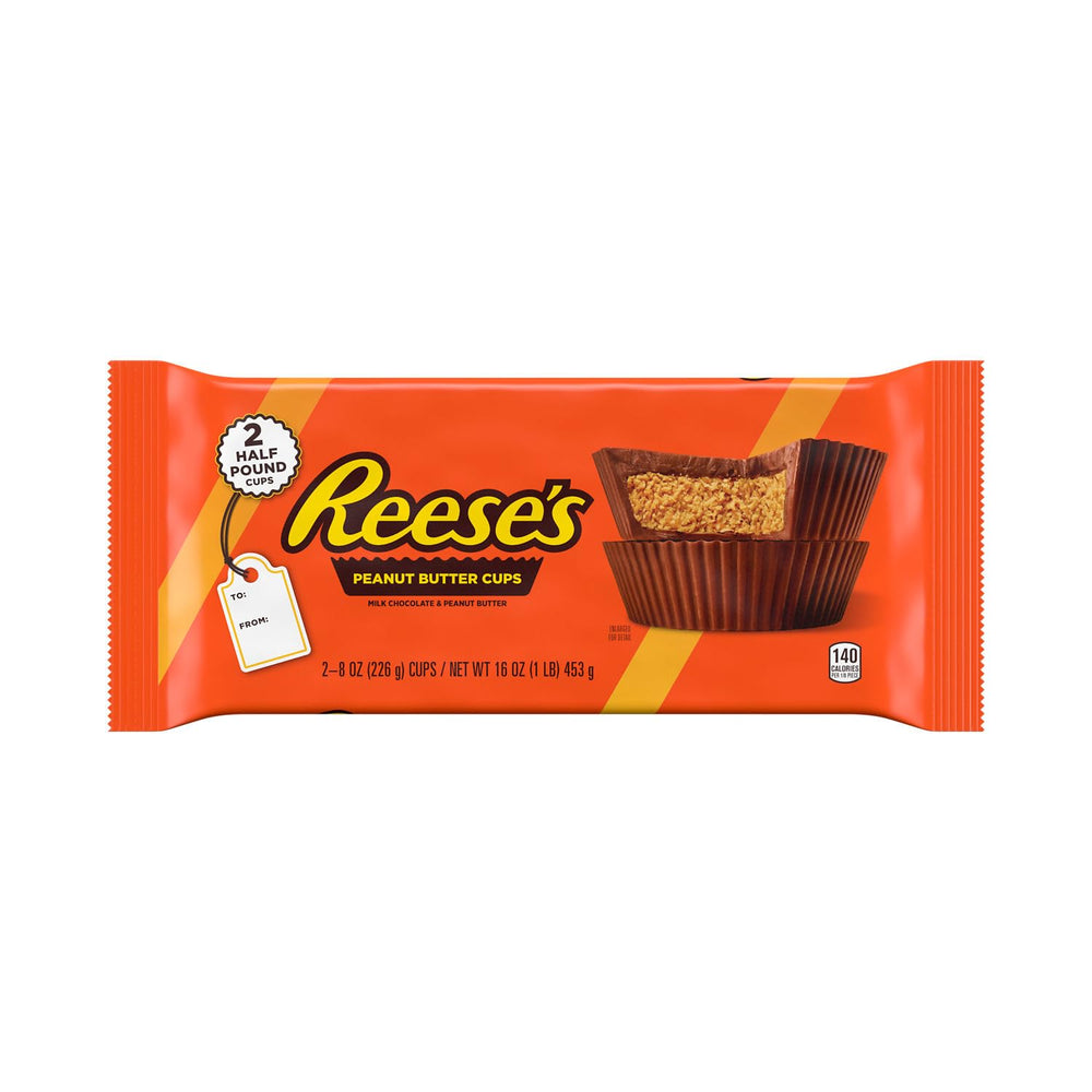 REESE'S Milk Chocolate Peanut Butter Cup Bar slab closeup highlights creamy peanut butter center.