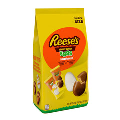 Milk chocolate peanut butter eggs arranged for sharing