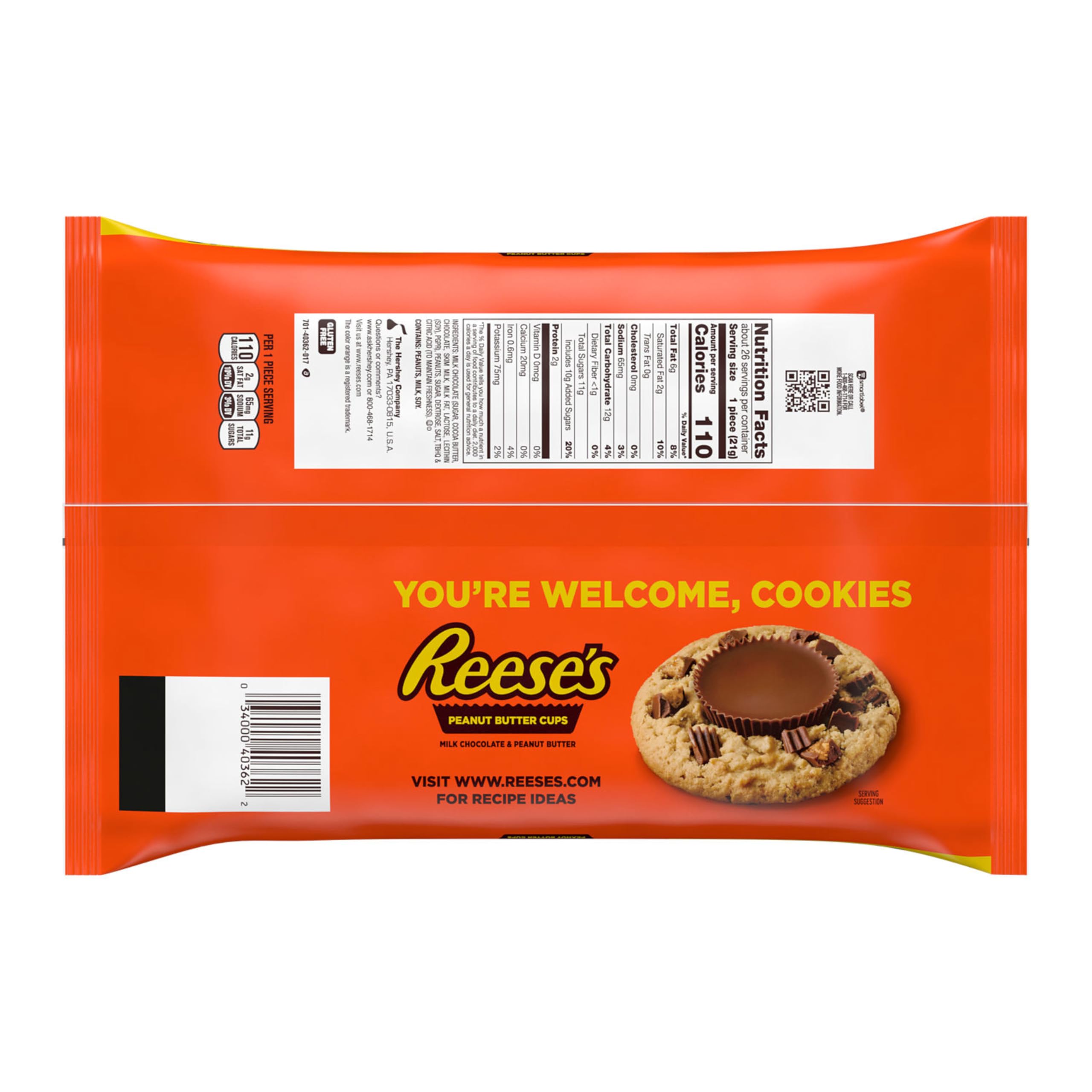 Close-up of REESE'S cups, individually wrapped for grab-and-go snacking