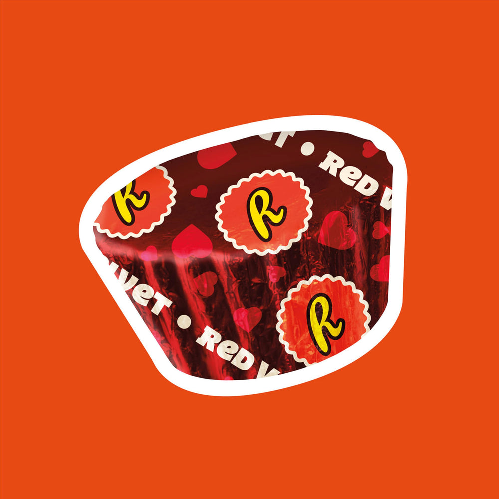 Lunchbox-friendly REESE'S Miniatures red velvet cups for a quick treat.