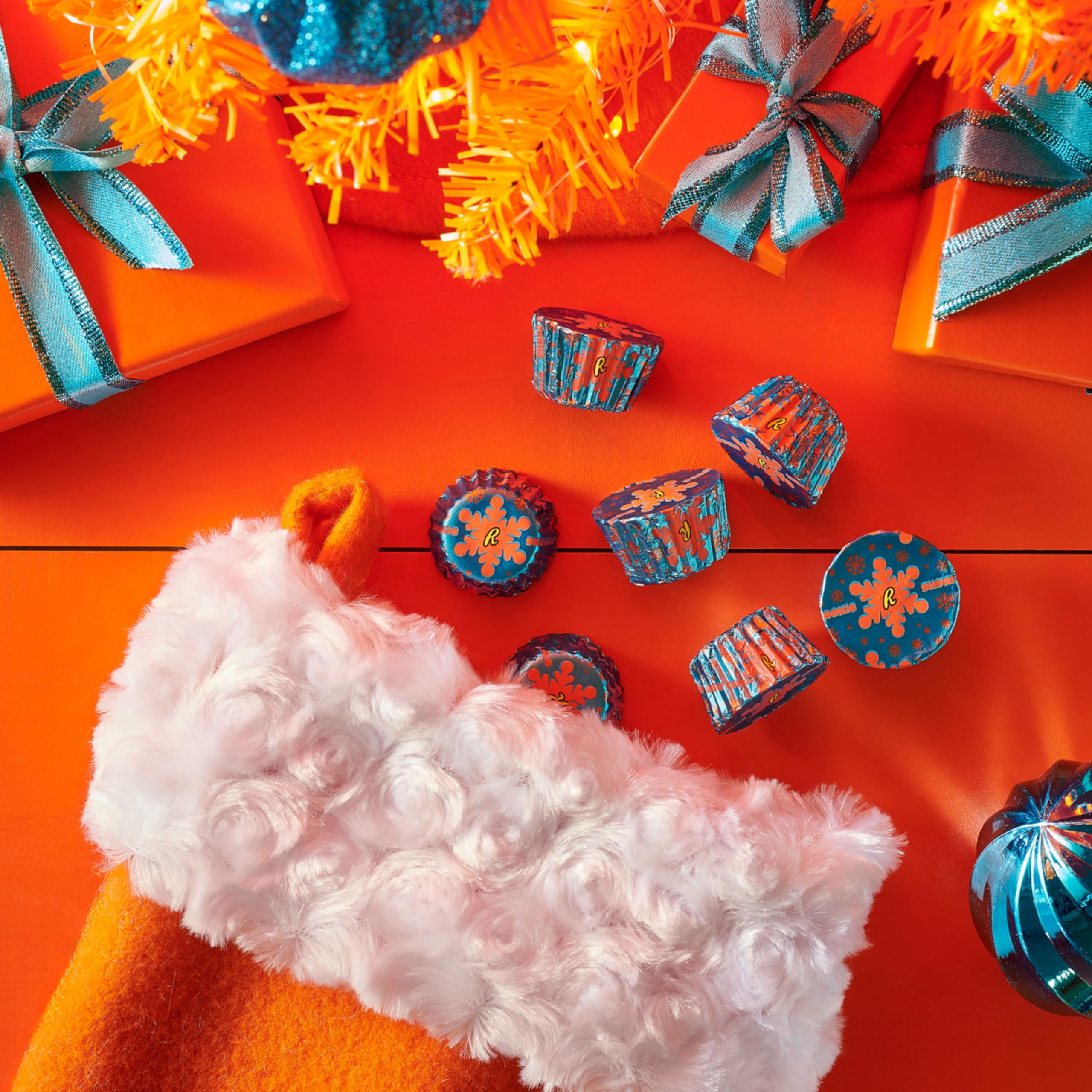 Stocking-ready REESE'S bag sits on the counter as a treat option.