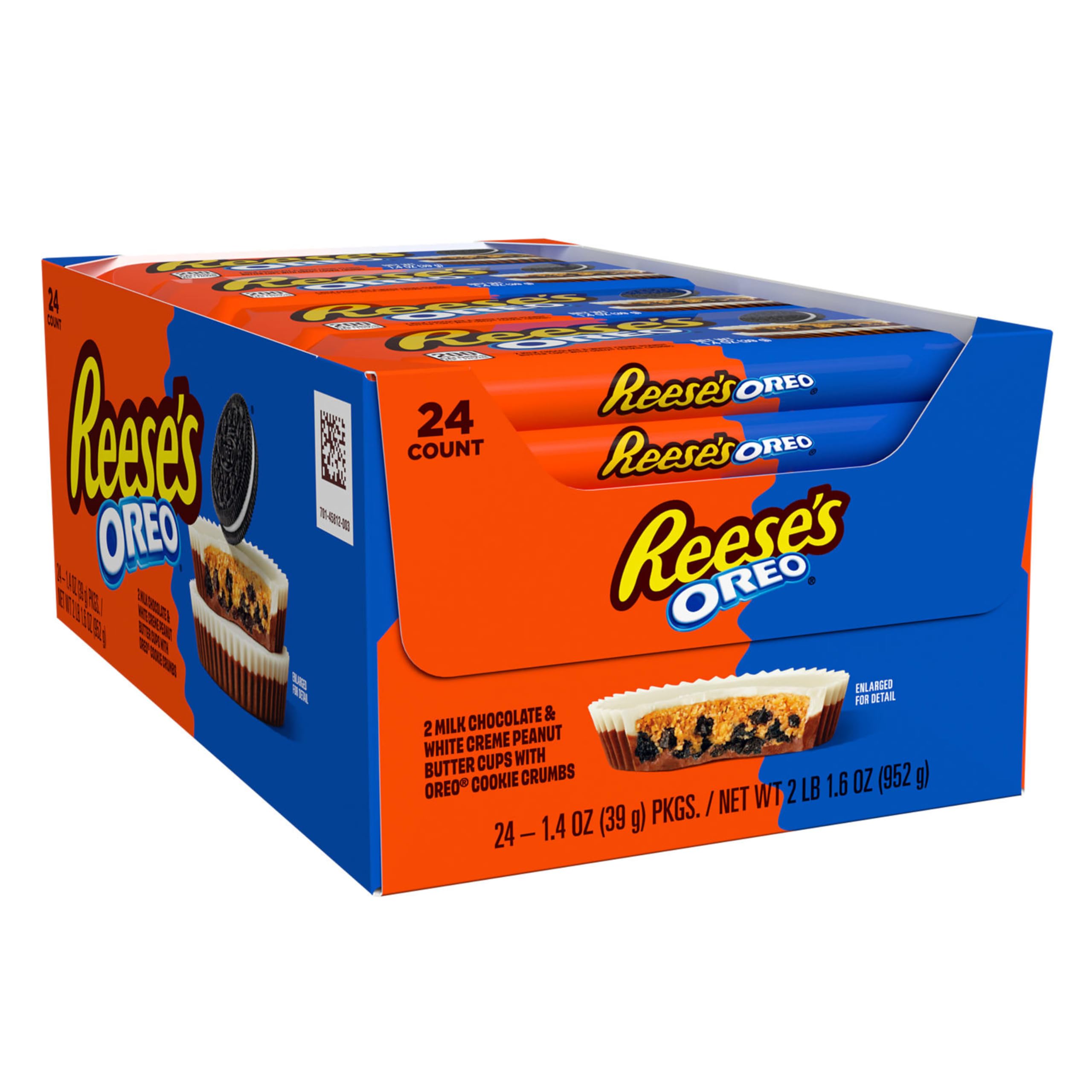 Reese's Oreo Cups close-up reveals Oreo crumb filling for texture