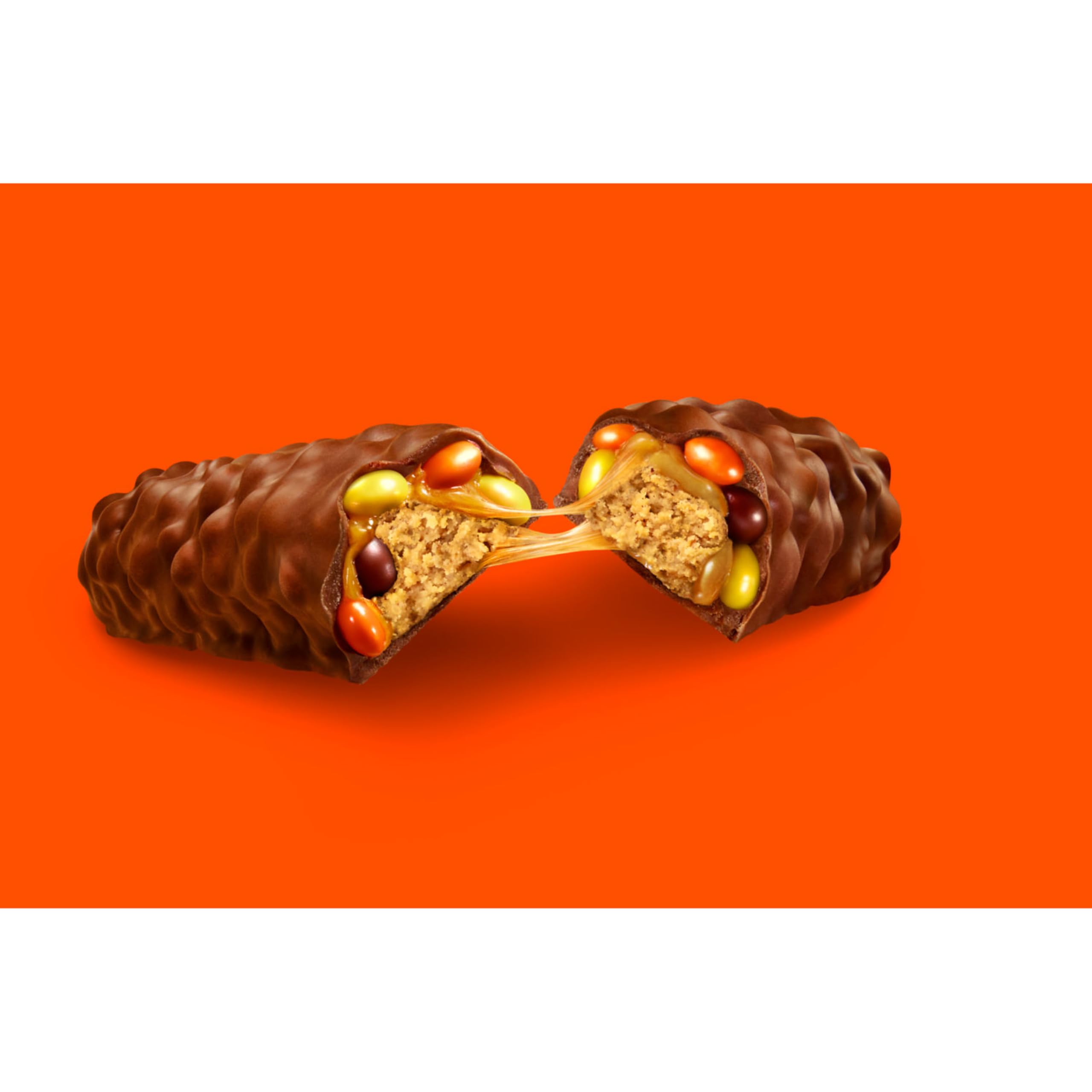 CRUNCHY PIECES add texture to Reese's Outrageous bar for a dynamic bite.