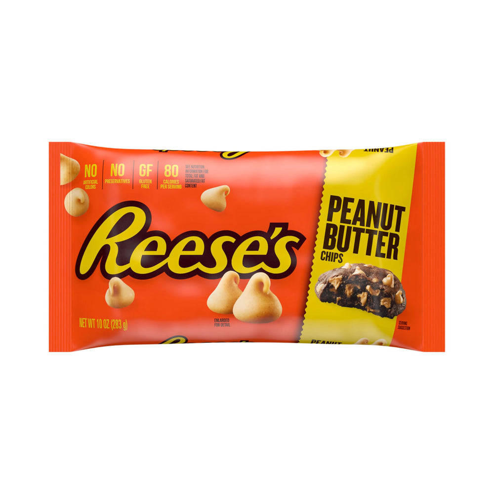 REESE'S Peanut Butter Baking Chips melted into brownie batter for a rich, melty texture.